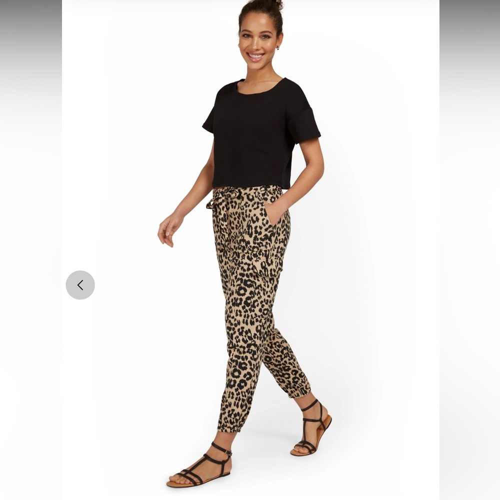 VIP leopard print elastic ankle jogger style pants